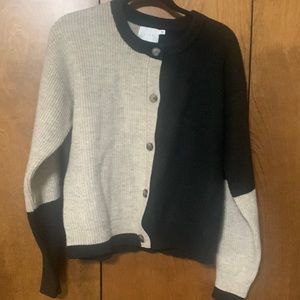 Lush Black & Tan Color Block sweater